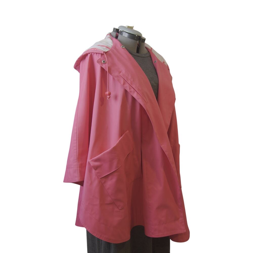 Dennis Basso Hot Pink Hooded Rain Cape Poncho OS Lined Barbiecore